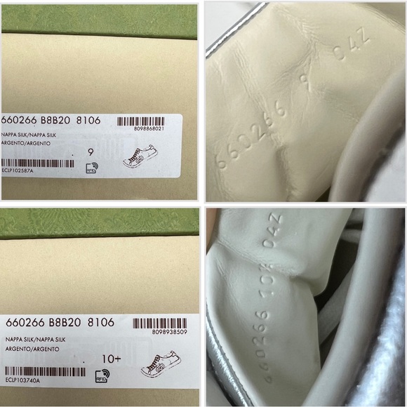 GUCCI Ace Metallic Low-Top Silver Sneakers 660622 - Picture 14 of 14